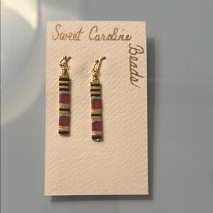 Sweet Caroline Beads Red and Gold Earrings